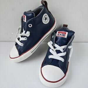 Converse NEW Kids Chuck Taylor All Star Leather Street Mid Top Sneaker Size 10